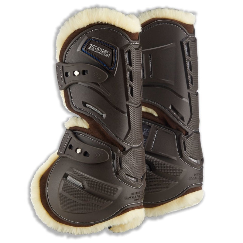 Stübben Hybrid Tendon Boots s umelým barančekom predné - Farba: Ebony, Veľkosť: Cob